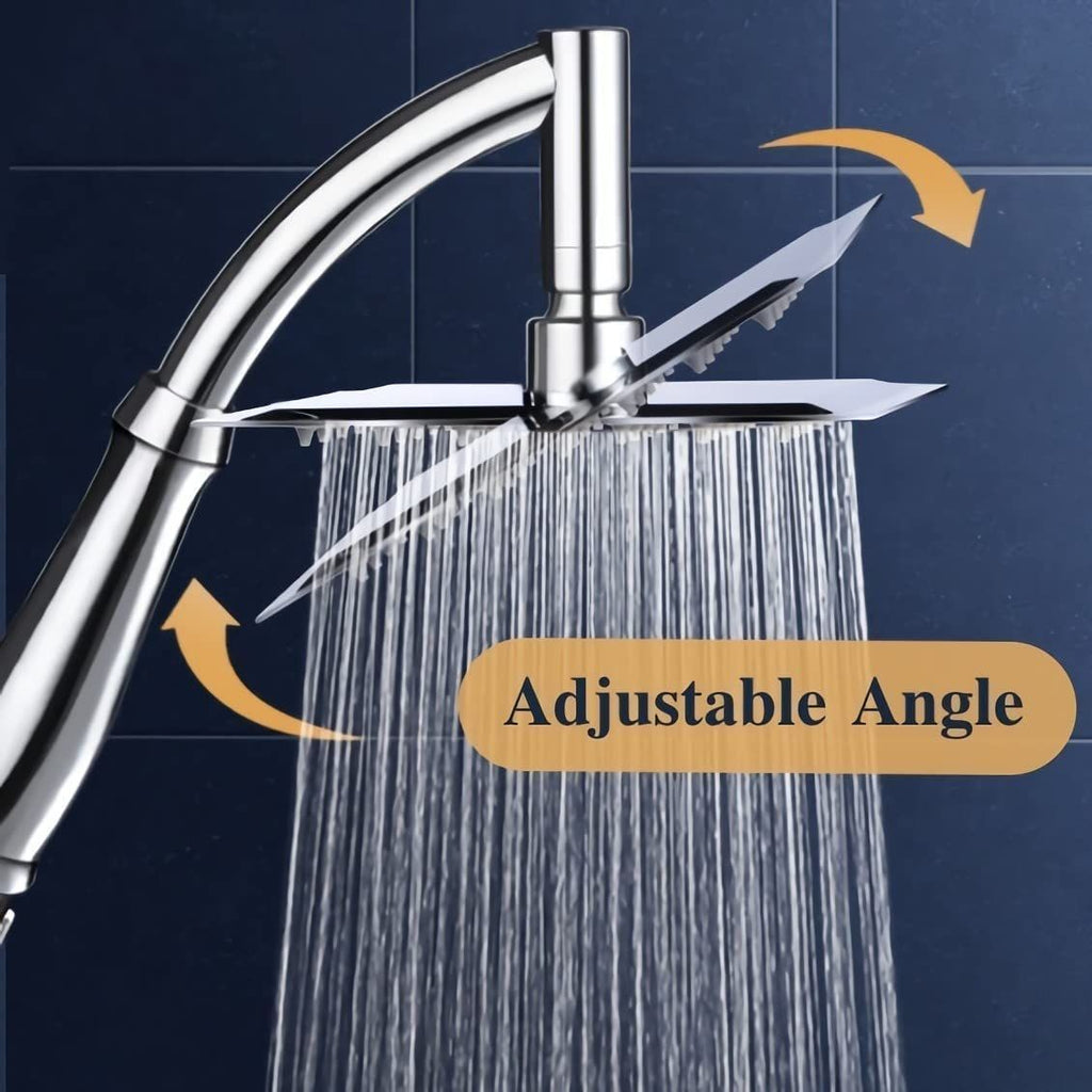 Powerful Rain Shower Head- High Pressure Rain Shower Heads- Large Square Shower Head Universal Replacement Shower Accessories, Chrome Finish
