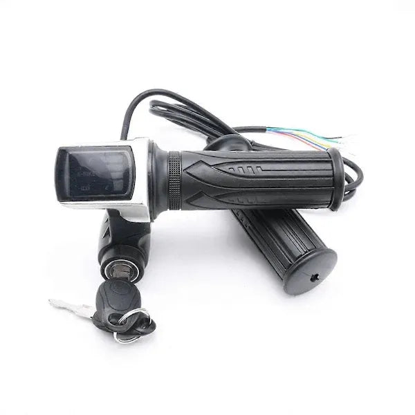 Replacement Electric Throttle Handle for Electric Bike Scooter Twist Throttle Handle with LCD Display and Power, Made of Abs, Black Color
