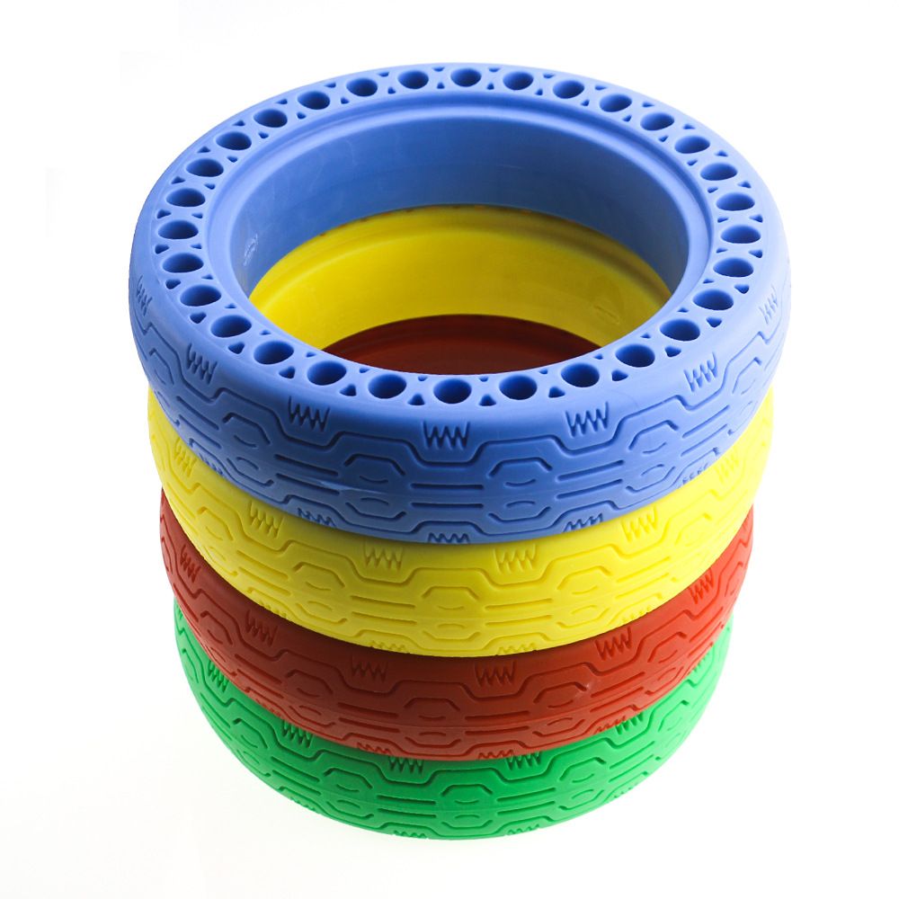 Compatible For Xiaomi electric scooter color solid tire multi-color honeycomb tire hollow air-free tire M365 explosion-proof solid tire, Black Color
