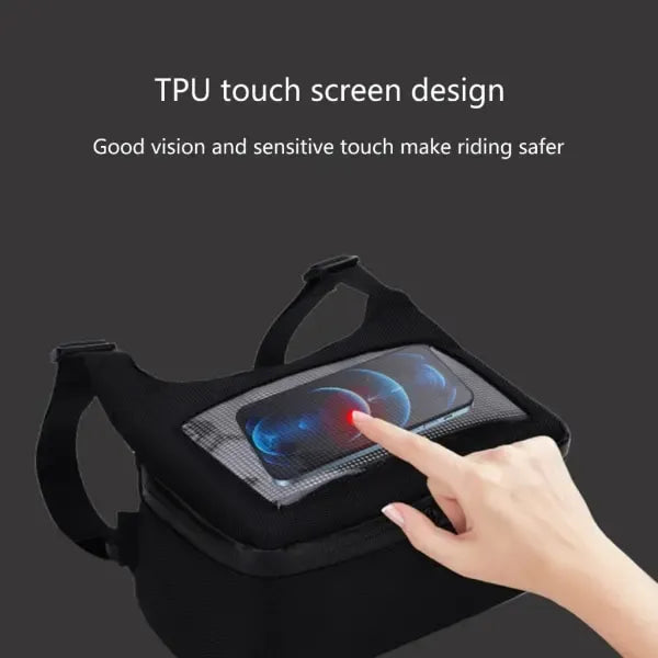 Replacement Electric Bicycle Handlebar Front Bag Waterproof Motorcycle Main Bag Motocross E-Scooter Phone Navigation Bag Package Pouch, Black Color