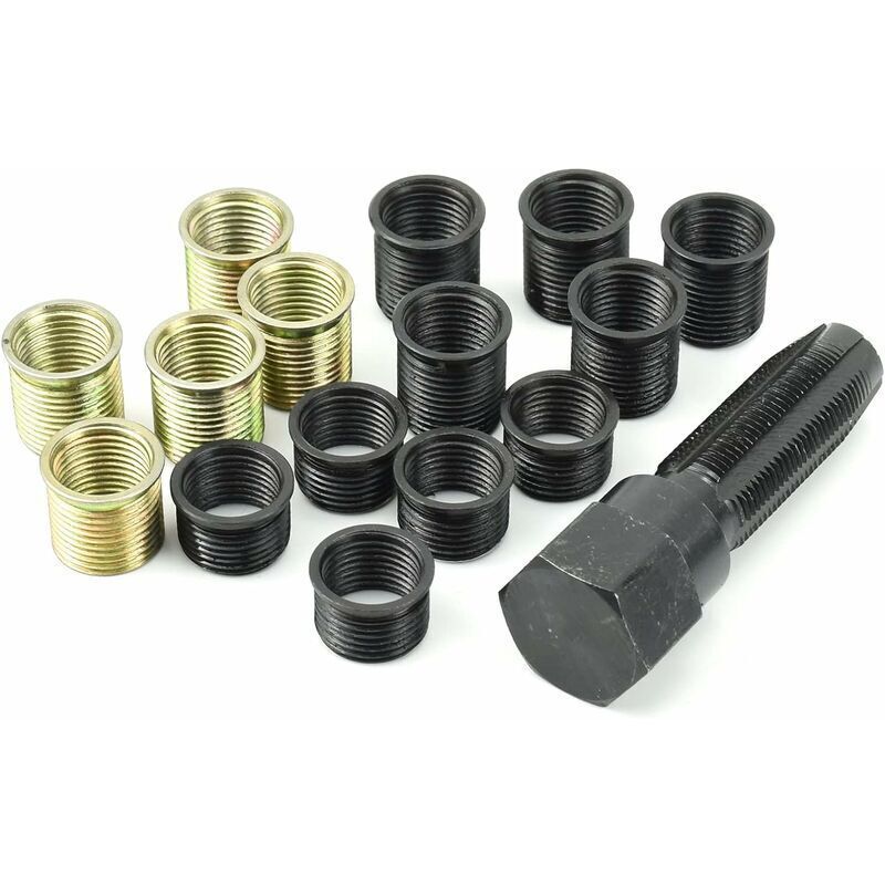 16 Pieces Spark Plug Thread Repair Kit, M14 x 1.25 mm Spark Plug Thread Repair Kit, M16 Tap with Portable Case, Spark Plug Repair Tool., Made of Steel