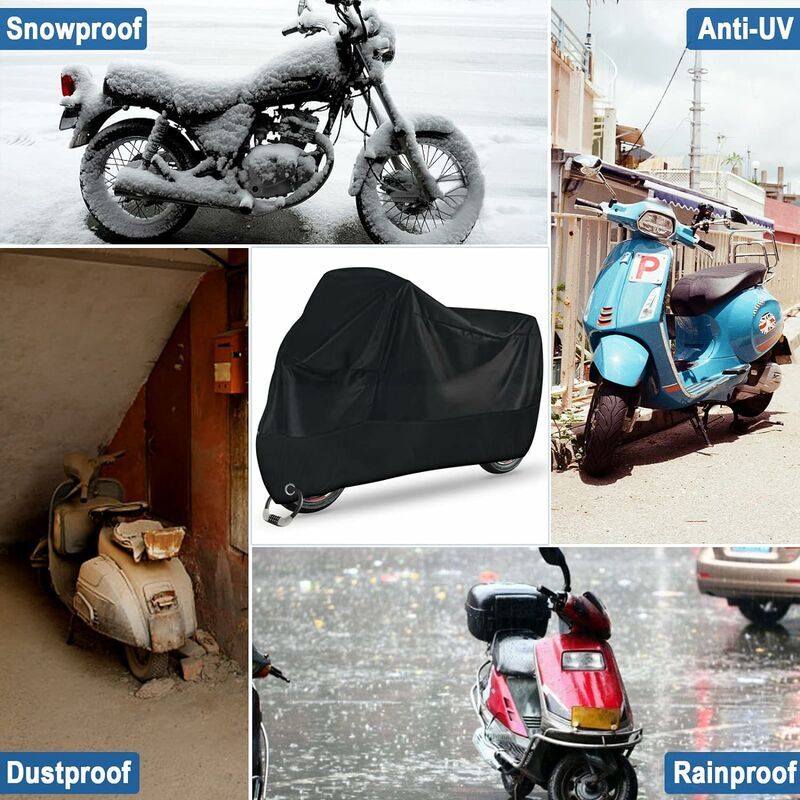 Replacement Waterproof motorcycle cover xxl black for scooter bike protection against dust snow rain wind uv., Made of Fabric, Silver Color