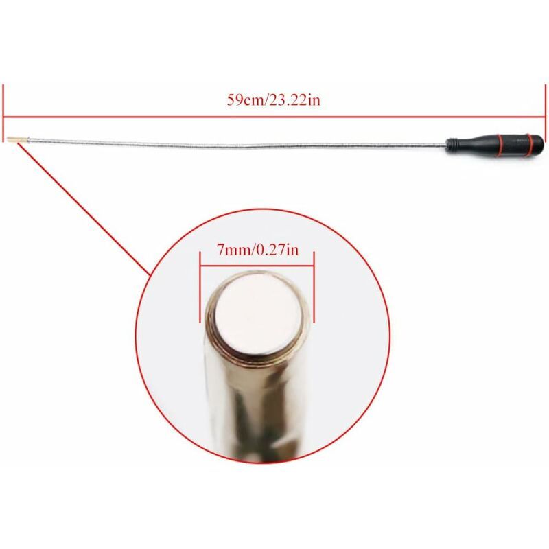 Flexible Magnetic Pick Up Tool 590mm - Portable Magnet for Nuts, Bolts, Screws, Auto Parts - 1pc, Made of Metal