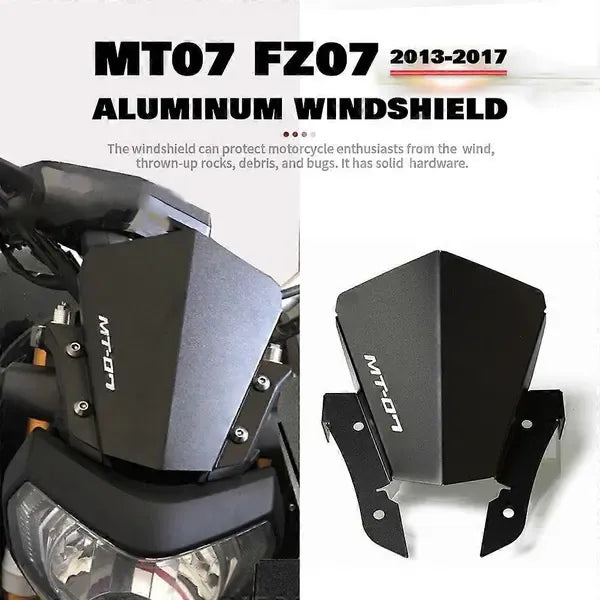 Motorcycle Windshield compatible with YAMAHA MT07 MT-07 FZ-07 2013 2014 2015 2016 2017 Motorcycle Wind Deflector Windscreen MT 07, Made of Aluminum