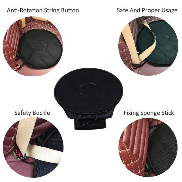 Car seat cushion, 360 degree rotatable, non-slip, for the elderly—max, Replacement Part, Made of Abs, Black Color