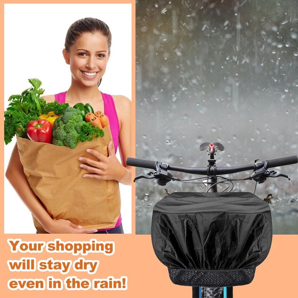 Compatible Bicycle basket rain cover, pack of 2. Waterproof Black for baskets - suitable for, Easy to Use, Good Performance