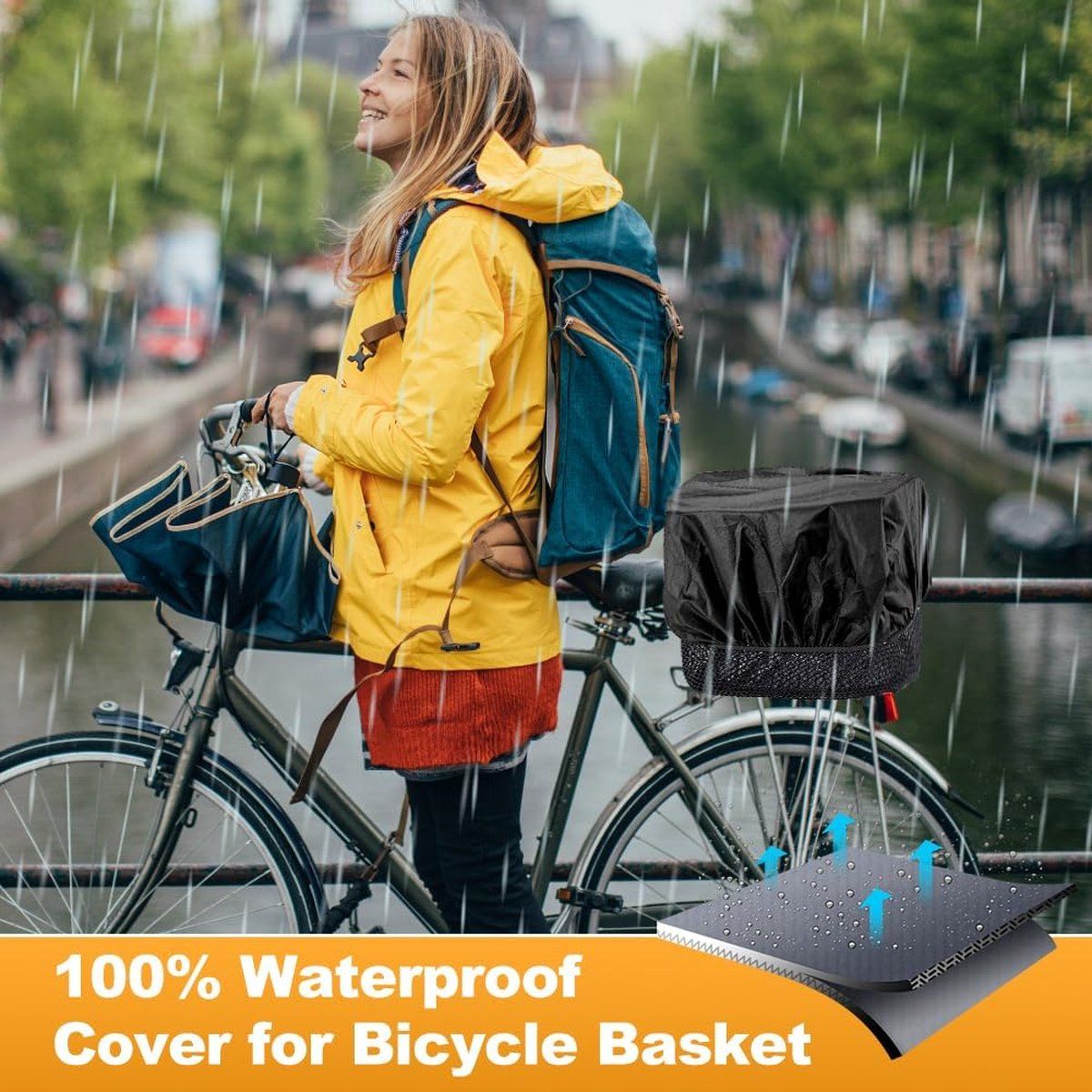 Compatible Bicycle basket rain cover, pack of 2. Waterproof Black for baskets - suitable for, Easy to Use, Good Performance