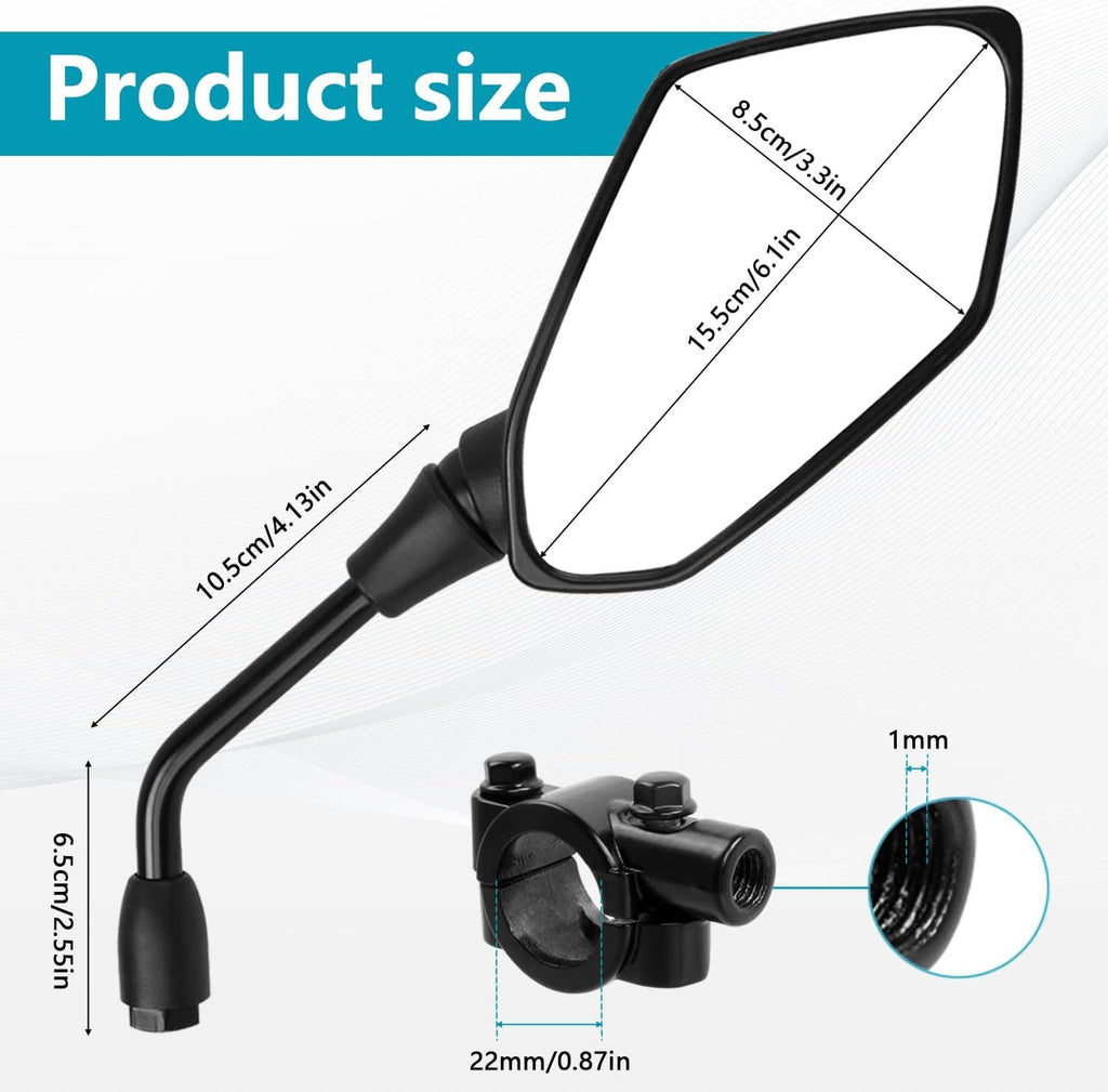 Sturdy Heavy Duty Compatible Motorcycle mirror, pair of universal rearview mirrors, suitable, Clear Color, Top Quality