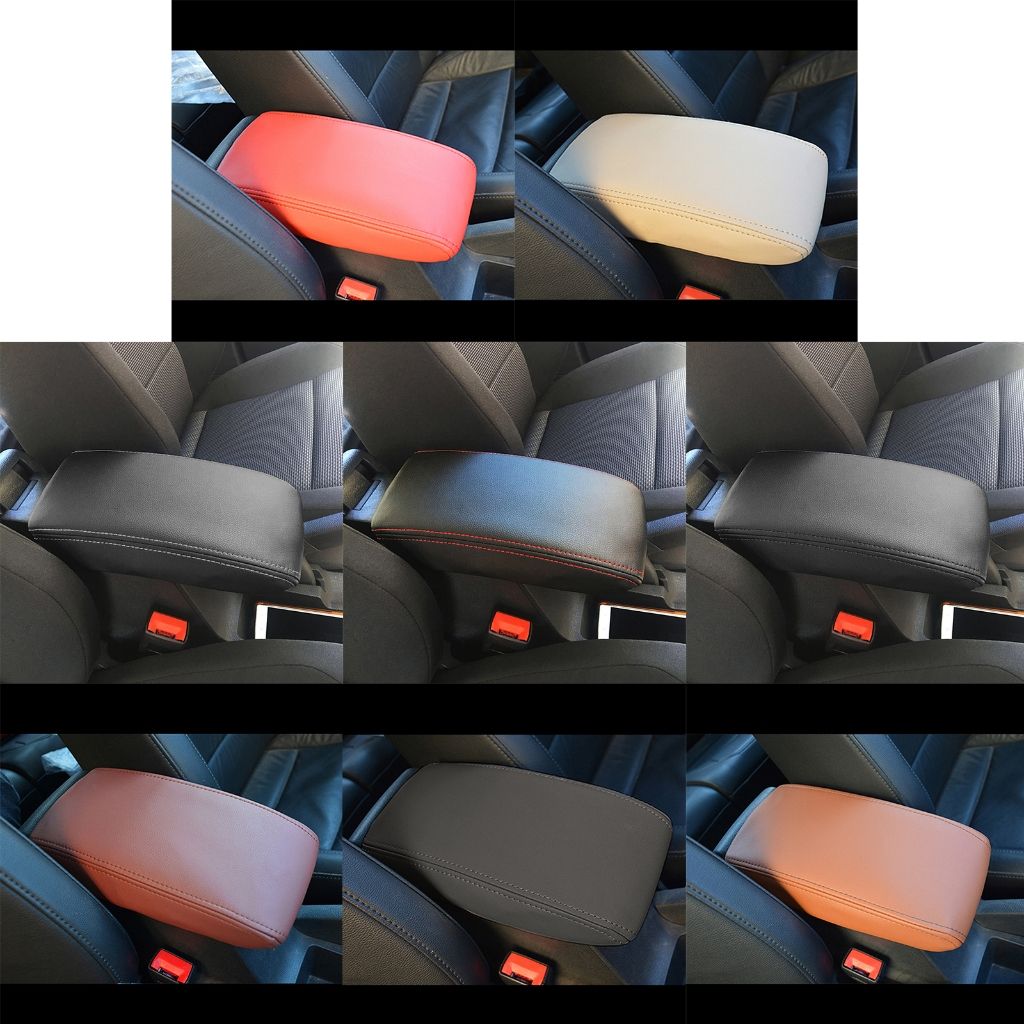 Replacement Car Armrest Seat Box Cover Car Interior Accessories Auto Armrest Cover, Made of Leather, Black Color
