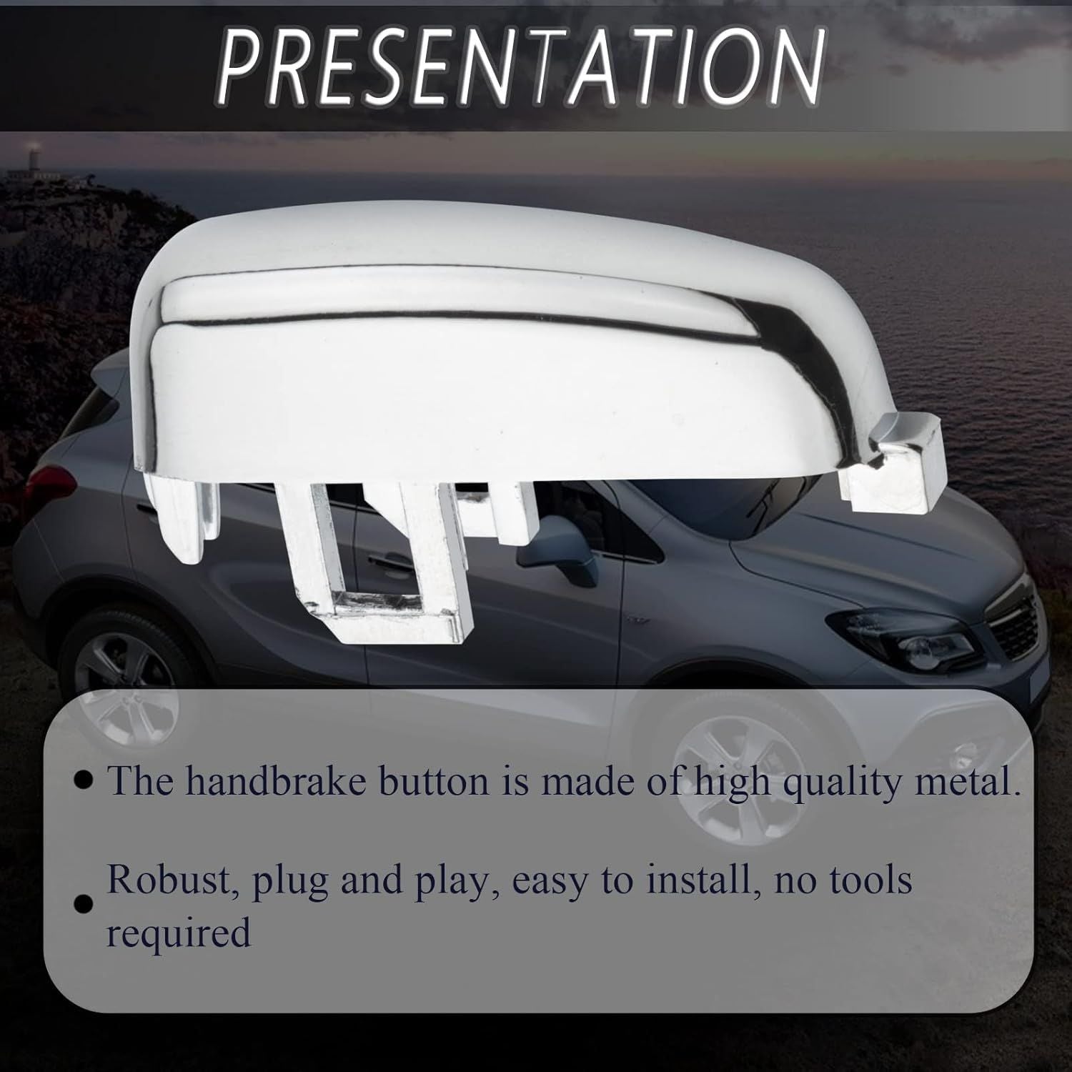 Durable High Quality Replacement Alloy handbrake button with spring for Opel Mokka 2012-2018, Made of Aluminum