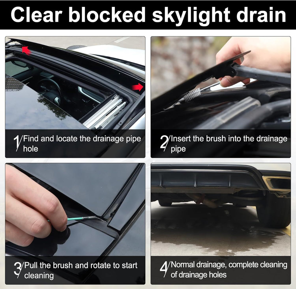 Auto Sunroof Drain Pipe Cleaning Tool, Windshield Wiper Drain Hole, Narrow Car Drain Pipe Cleaning Tool, 3m_xx, Made of Steel, Clear Color