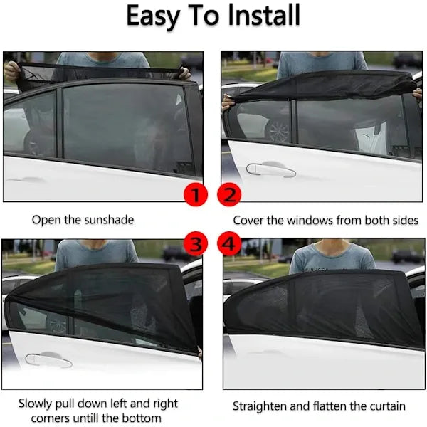 Replacement Car window sunshade, 4 pcs auto side window front and rear sunshade, heat blocking and UV ray protection