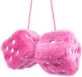 Compatible Pair of 2.75" Fuzzy Dice with Leather Dots Retro Car Rearview Mirror Hanging Accessories for Car Decoration (Pink)_qcx, Made of Fabric