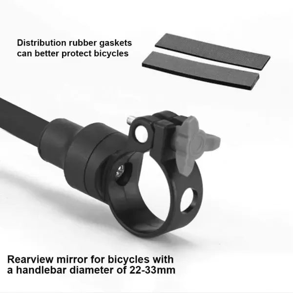 Compatible 2 pieces bicycle rearview mirror with gasket, 360° adjustable handlebar mount, HD wide angle safe cycling for