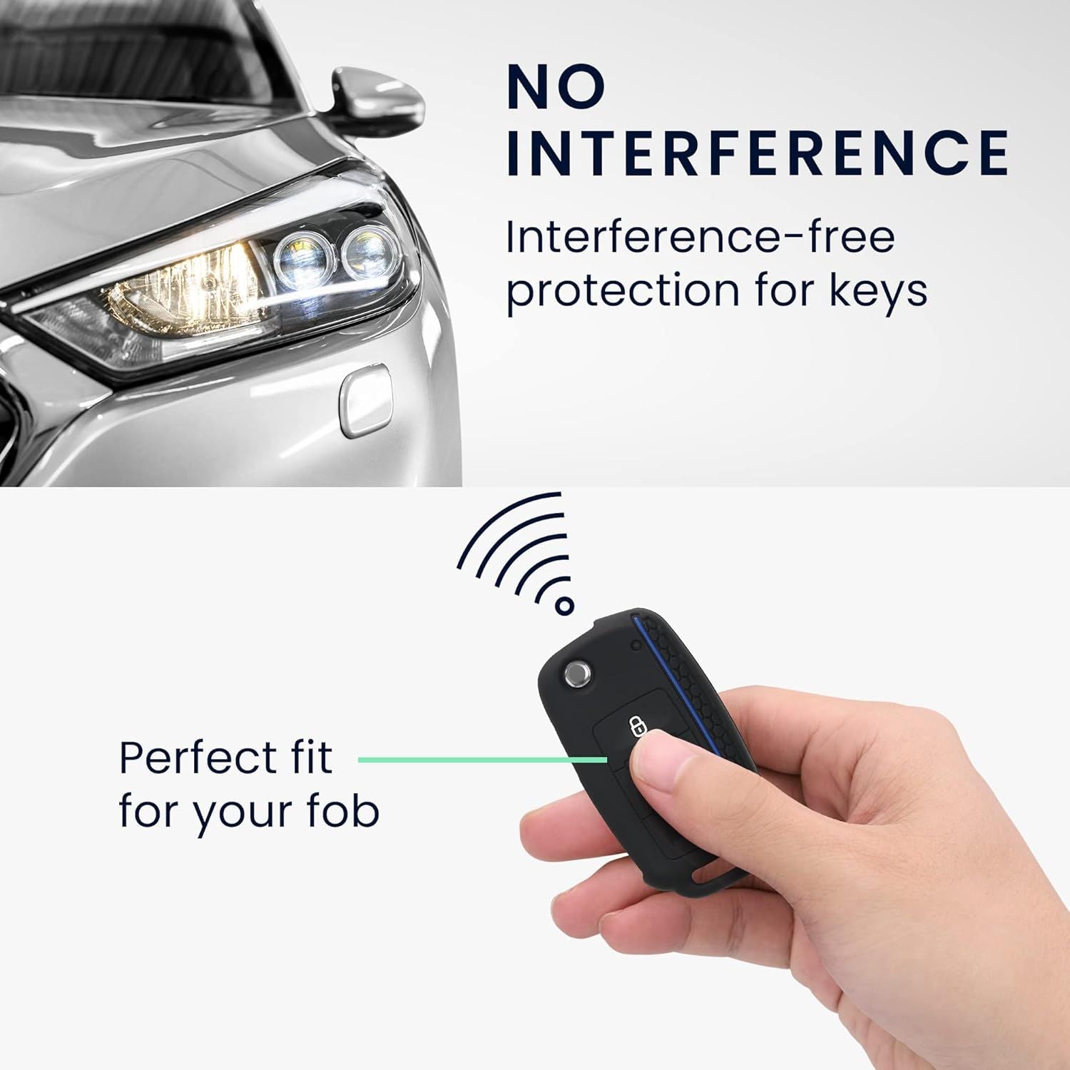 Reliable Professional Black Blue Car Key Cover Compatible with VW Skoda Seat 3-Button C, Great Value, Easy to Use