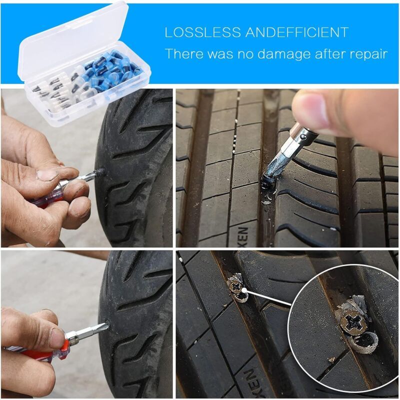 30 Pcs Rubber Nails for Car Motorcycle Tire Repair with Screwdriver Compatible with Cars Motorcycles 15 Small 15 Large