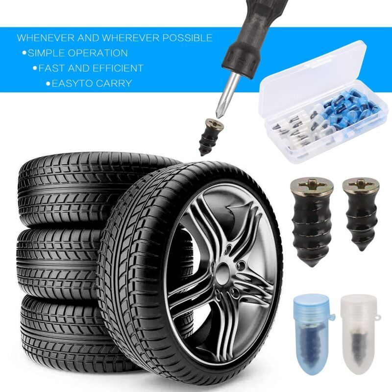 30 Pcs Rubber Nails for Car Motorcycle Tire Repair with Screwdriver Compatible with Cars Motorcycles 15 Small 15 Large