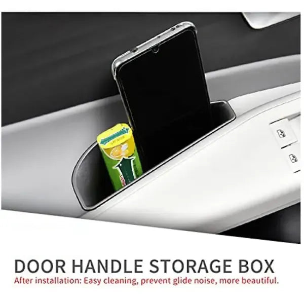Premium 4pcs - Id.4 Id4 Id 4 Door Handle Storage Box Accessories, Replacement Part, Made of Plastic, Black Color
