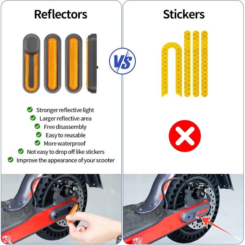 High Performance Scooter Wheel Cover Reflector Strip Replacement for  Xiaomi M365, Pro, 1S, Essential, Pro2, Mi3