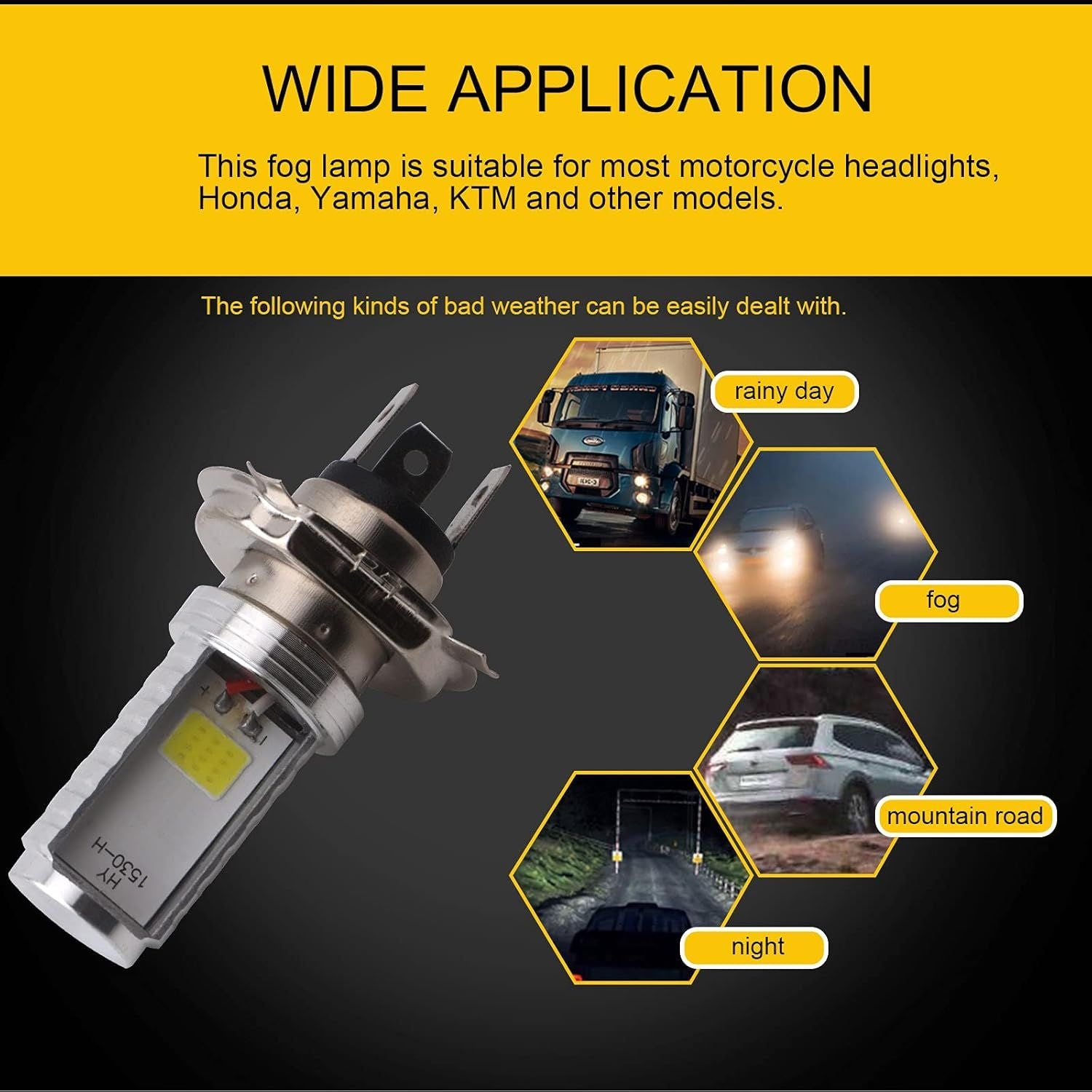 Long Lasting Premium Compatible ST H4 LED Bulb 12V Motorcycle Car Headlight 12W COB LED Lamp High Low Beam, Perfect Fit