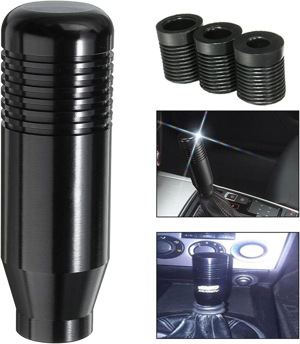 8.5CM Manual Car Gear Shift Knob - Universal 5.6-Speed Aluminum Gear Shift Knob Adapter - Gear Shift Knob (Black) Black—yux