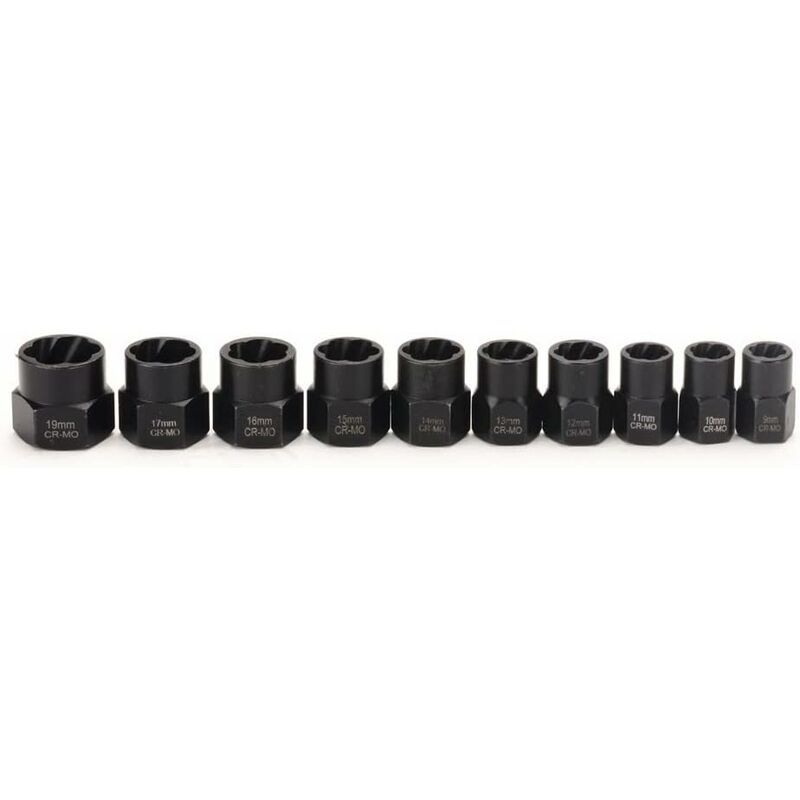 Durable High Quality 11 Piece 9.5mm Impact Bolt Extractor Tool Set with Tool Box, Perfect Fit, Easy to Use, Good Performance
