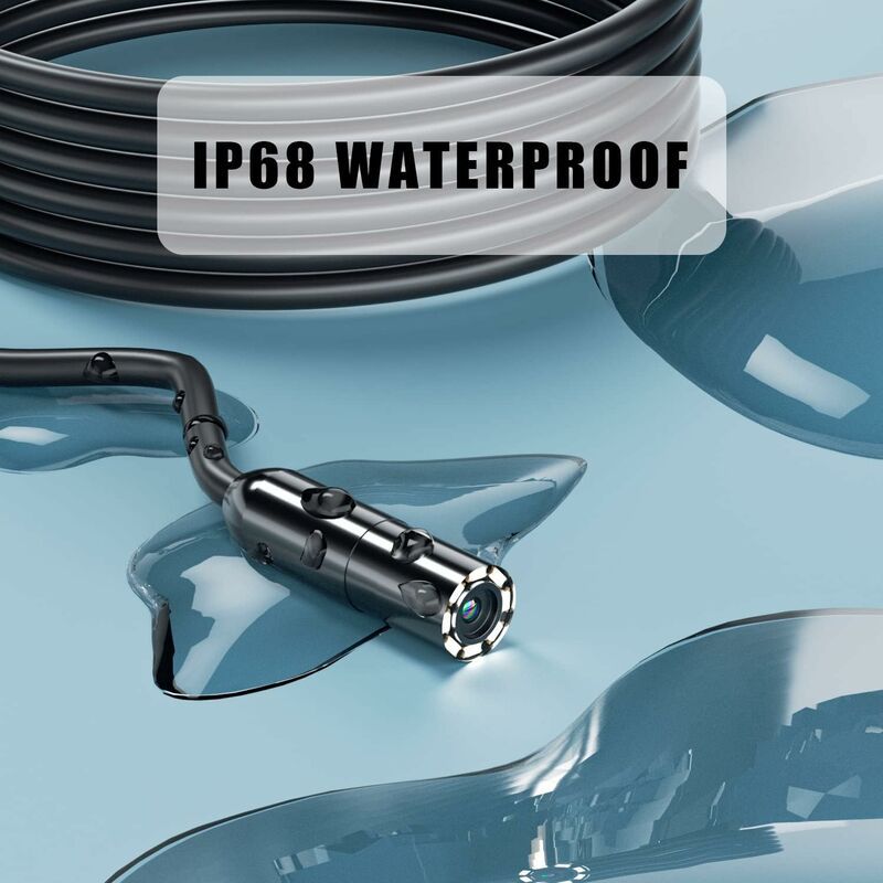 Industrial Endoscope 1080P HD Digital Inspection Camera with 8mm IP68 Waterproof Camera, Channel Camera with 2.8" IPS Screen, 16.5ft Semi-Rigid Cable