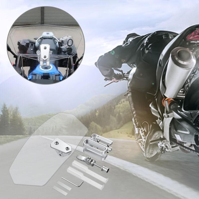 Motorcycle Windshield Adjustable Clip On Windscreen Extension Spoiler Wind Deflector for Motorcycle-Clear, Replacement Part