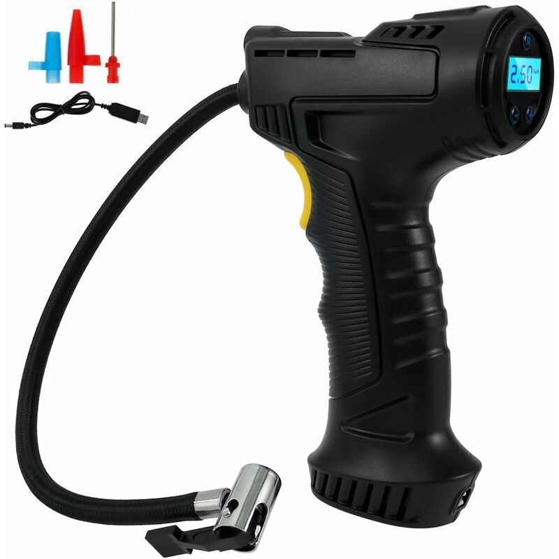 Portable 120W Cordless Tire Inflator with Digital Pressure Gauge - 2000mAh Battery, Compatible with Cars, Motorcycles, Bicycles