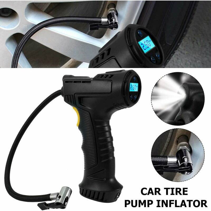 Portable 120W Cordless Tire Inflator with Digital Pressure Gauge - 2000mAh Battery, Compatible with Cars, Motorcycles, Bicycles