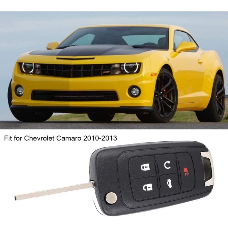 Long Lasting Premium Button Car Key Fob Case Cover For Chevrolet Camaro 2010-2013, Replacement Part, Black Color