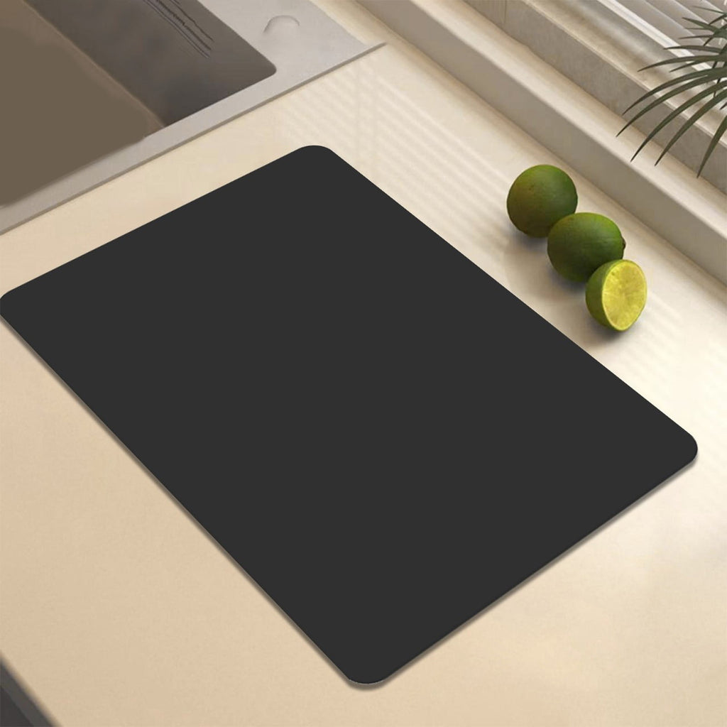Dish Drying Mat, 12x16" High Absorbent & Soft Dish Drainer, Diatomite Drying Matt Kitchen Counter for Kitchen Countertops, Sinks, Draining Racks, Drying Mat Black
