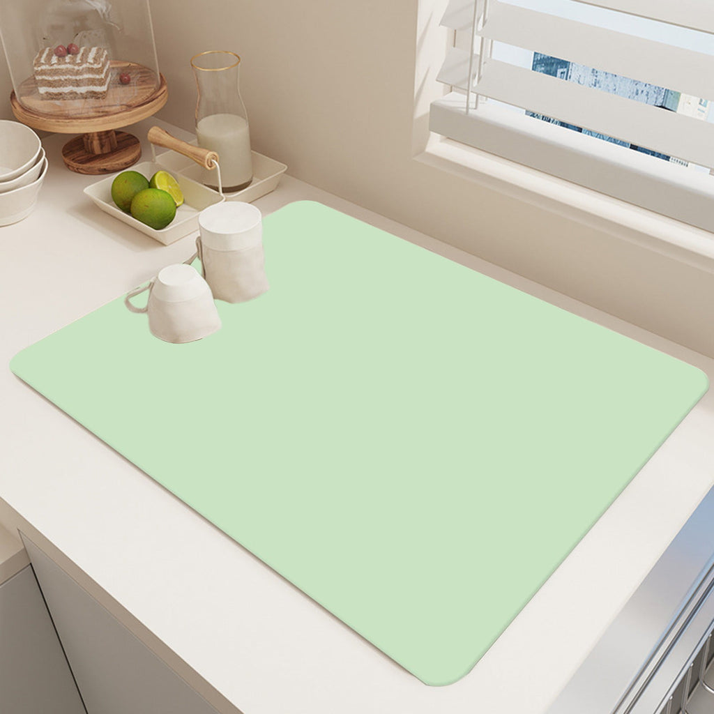 Dish Drying Mat, 12x16" High Absorbent & Soft Dish Drainer, Diatomite Drying Matt Kitchen Counter for Kitchen Countertops, Sinks, Draining Racks, Drying Mat Green