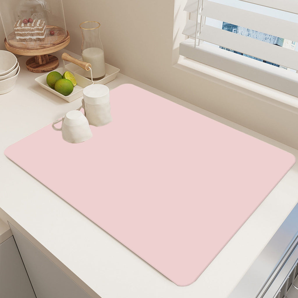 Dish Drying Mat, 12x16" High Absorbent & Soft Dish Drainer, Diatomite Drying Matt Kitchen Counter for Kitchen Countertops, Sinks, Draining Racks, Drying Mat Hot Pink