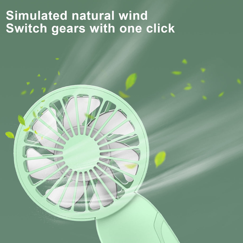 PALIFEUR Mini Handheld Fan, Cute Lightweight Portable Fan, USB Charging Mini Fan for Girl & Women Summer Gift, 3 Speed Small Hand Fan for Travel School Home Beach, 5.9x2.95 Inch Green