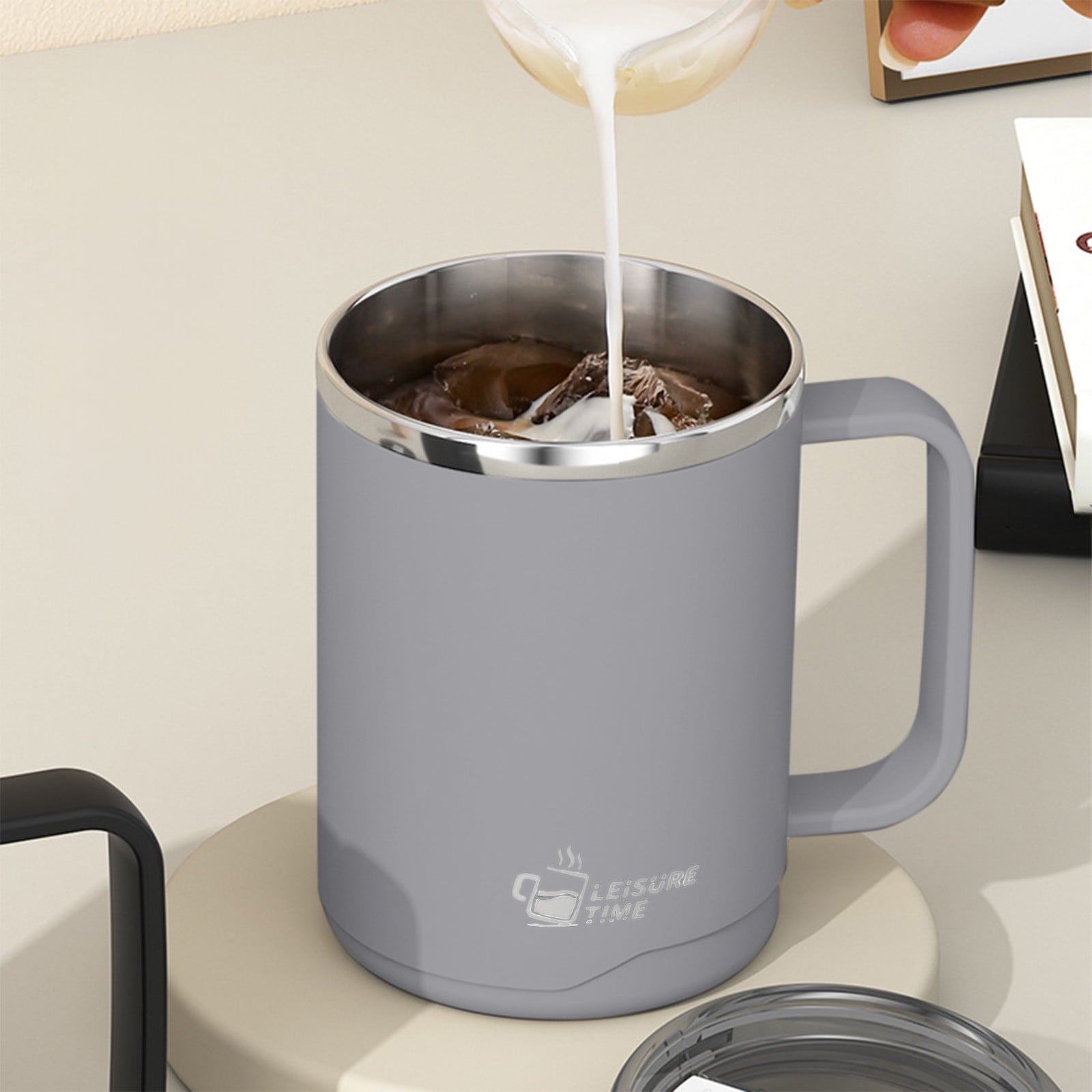 Insulated Coffee Mug with Handle & Lid - 17oz Stainless Steel Travel Tumbler, Double Wall Vacuum (Black) by PALIFEUR 02_【Limited Time Offer】 Upgraded Double-Wall Insulated Coffee Mug