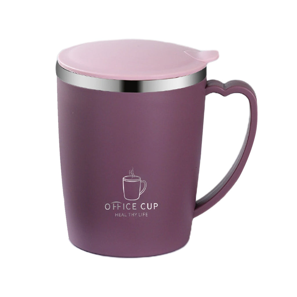 Insulated Coffee Mug with Handle & Lid - 17oz Stainless Steel Travel Tumbler, Double Wall Vacuum (Black) by PALIFEUR 19_【Corporate Gifts】 Company Logo Customized Coffee Cup