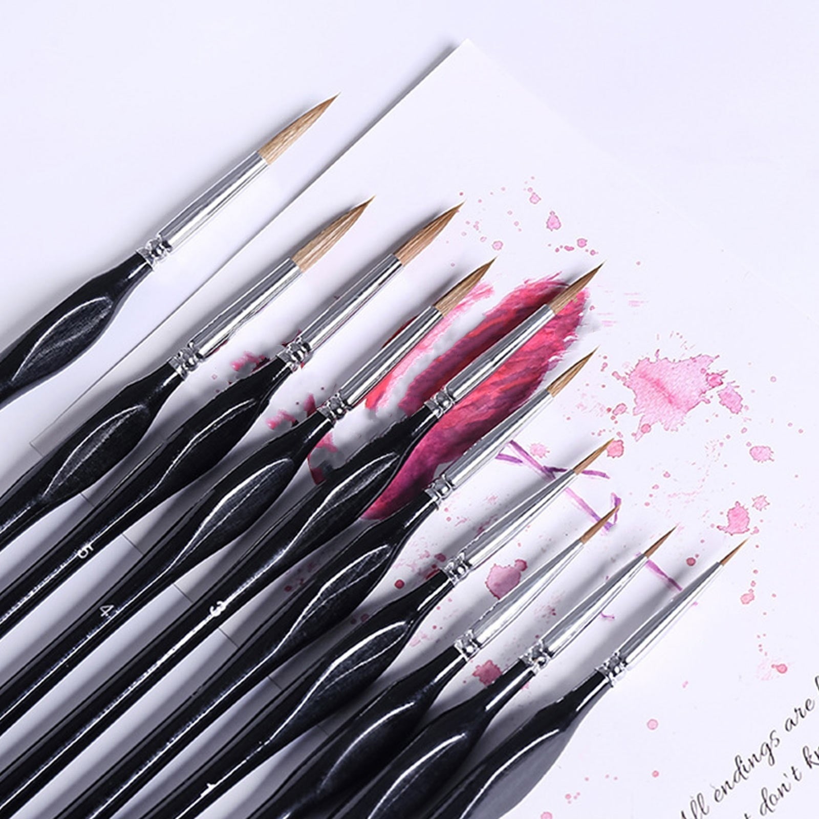 JWDX Brushes Clearance, Paint Brushes, Painting Pen, Art Tools, Brush Set, Round Tip Brushes Nylon Brushes Artist Wood Brushes for Oil Watercolor Face Nail Arts Miniature and Rock Painting Black
