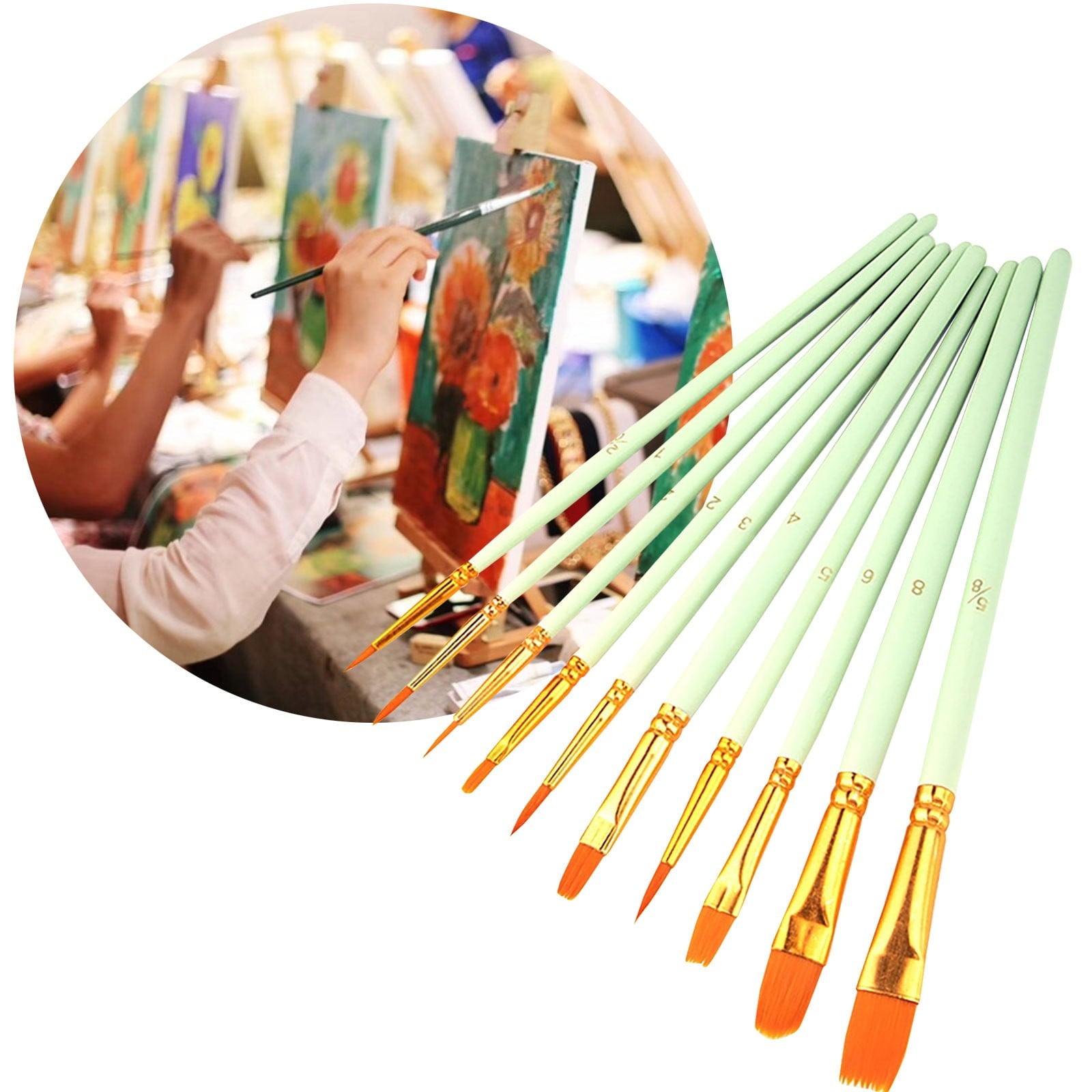 JWDX Brushes Clearance, Paint Brushes, Painting Pen, Art Tools, Brush Set, Round Tip Brushes Nylon Brushes Artist Wood Brushes for Oil Watercolor Face Nail Arts Miniature and Rock Painting Z2-Mint Green
