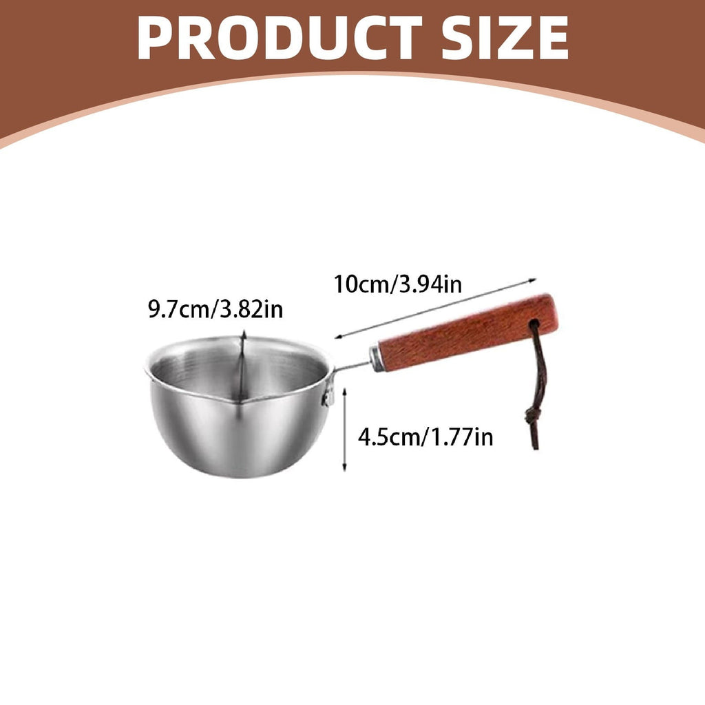 JWDX Cooking Utensils Clearance, Stainless Hot Oil Pot with Wooden Handle New Oil Pot Container for Kitchen Cooking Oil Strainer Pot A