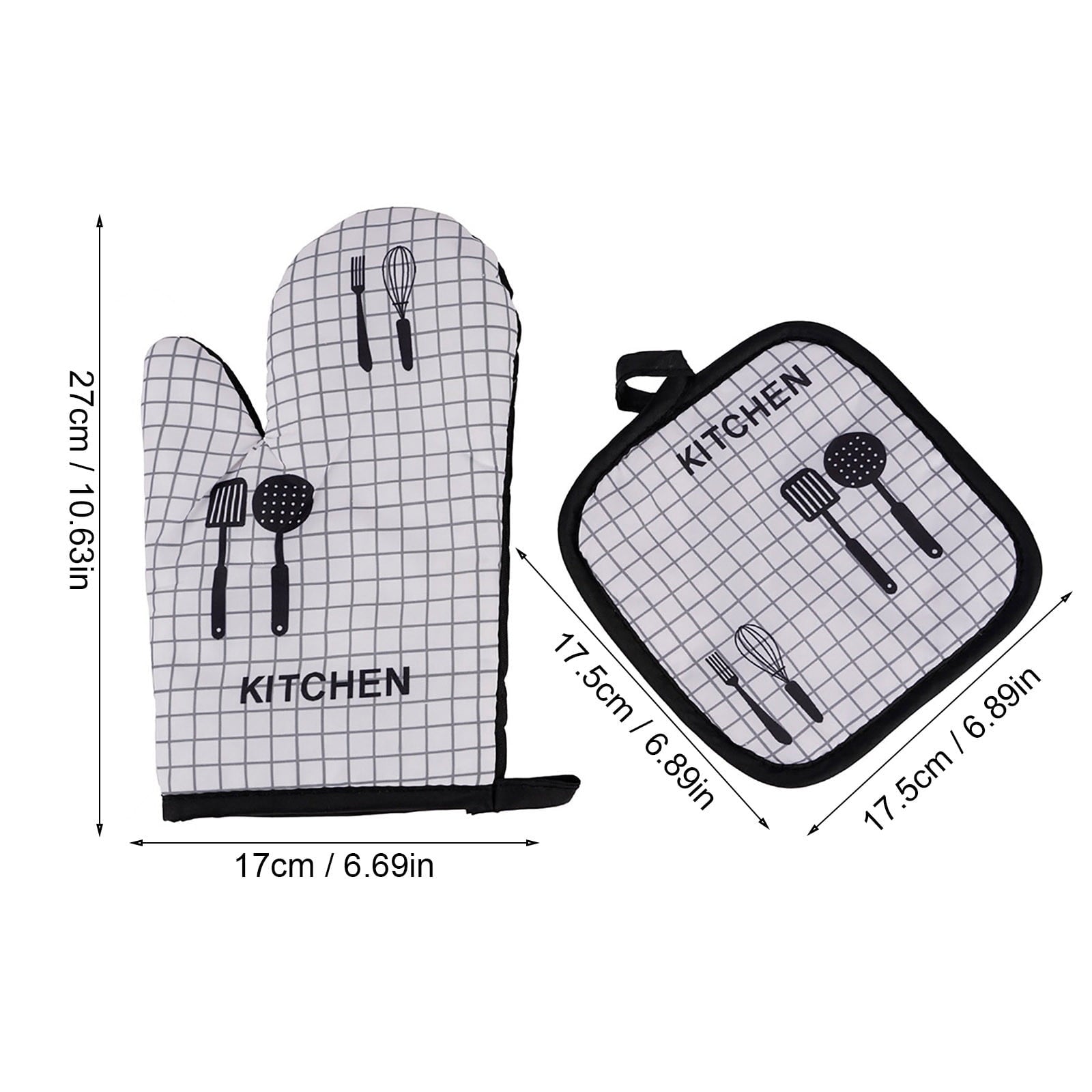 JWDX Oven Mitts Clearance! Oven Mitts and Pot Holders Sets, Heat Resistants Oven Mitts Soft Cotton Lining and Non-Slip Surface Safes for Baking, Cooking, Bbq, Include 1*Glove, 1*Insulation Pad B