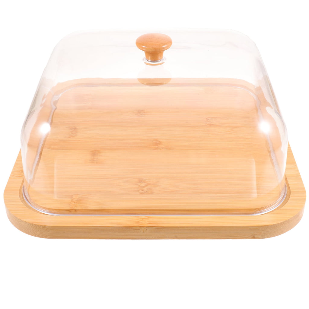 SWETRACE Bamboo Cake Serving Set Food Cover With Elegant Design For Set 10.2X10.2X5.1In