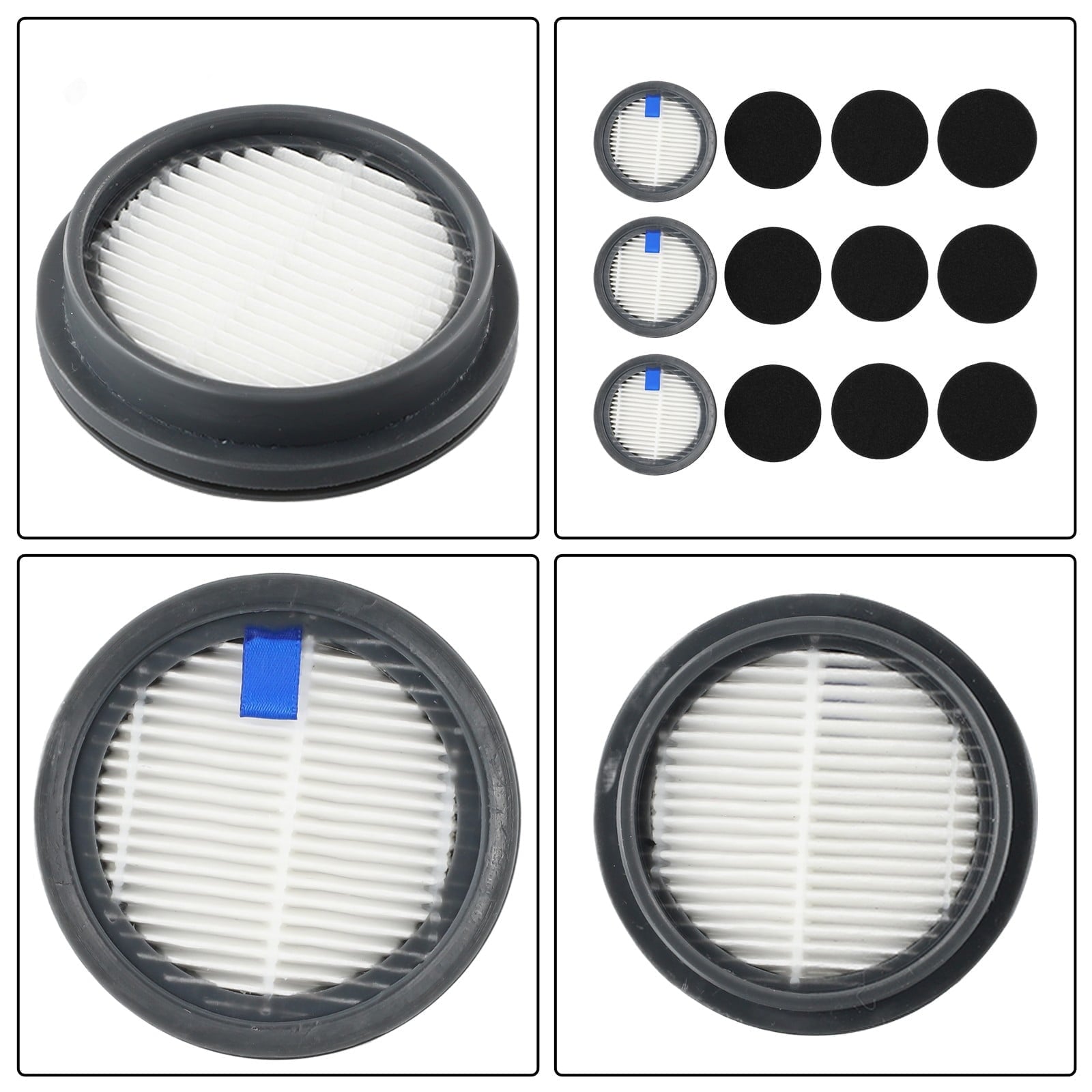 3 Pack HEPA Filters & 9 Pack Sponge Filters for Afoddon A200Pro/A200, ORFELD B08/C10A/C10G, NEQUARE S12/S25/S26/S25Pro Cordless Vacuum Cleaner, High Efficiency Air Purification