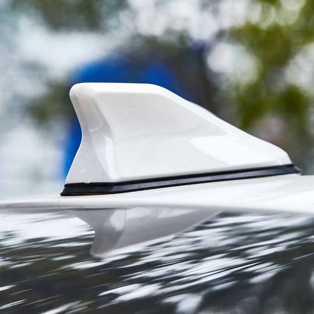 Universal Car Shark Fin Antenna Radio Signal Aerials Roof Mount Am/Fm Receiver Decoration No-Drill Installation Multiple Colors Available Black