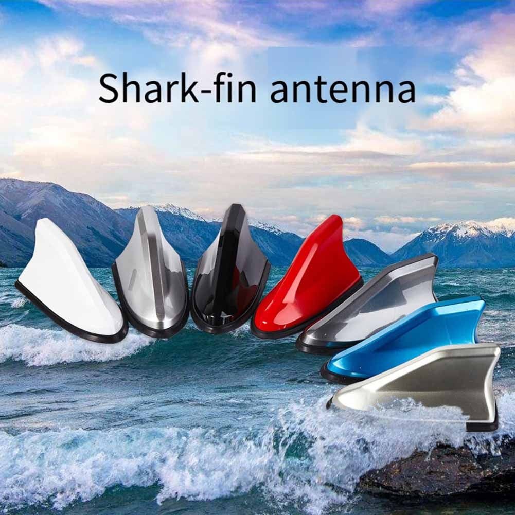 Universal Car Shark Fin Antenna Radio Signal Aerials Roof Mount Am/Fm Receiver Decoration No-Drill Installation Multiple Colors Available Black