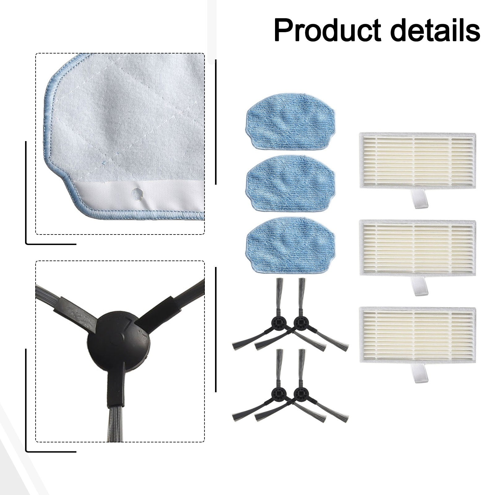 For Nedis WIFIVCB01 Vacuum Cleaner Parts Side Brush Filter Mop Cloth Side Bag Accessories Aspiradoras Para El Hogar Robot