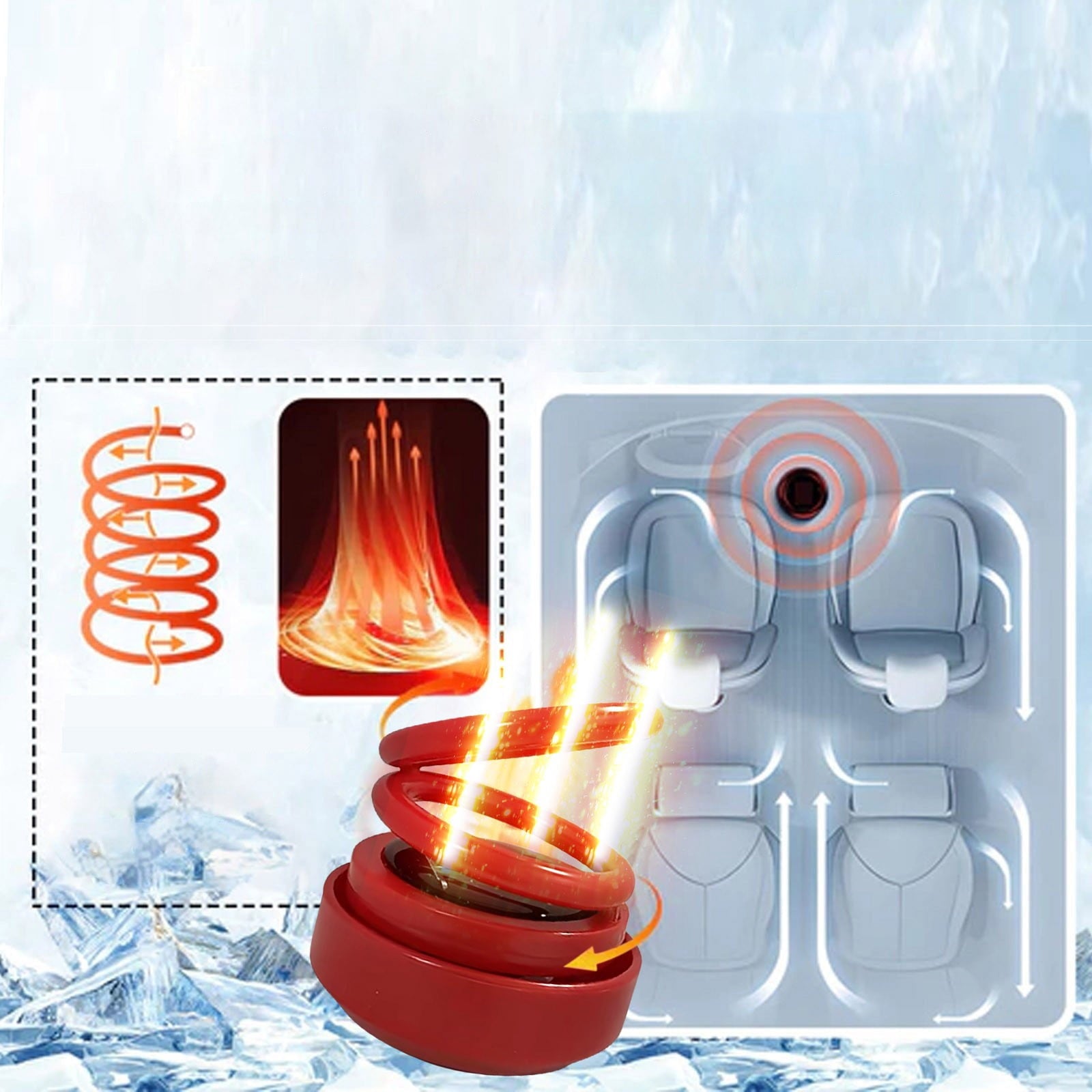 Portable Dynamic Molecular Heater,Heated Glass Fan Defroster Mini Car Heater Solar Anti-Icing Tool Kinetic Heating Portable Kinetic Molecular Car Defroster For Car Living Room Bedroom