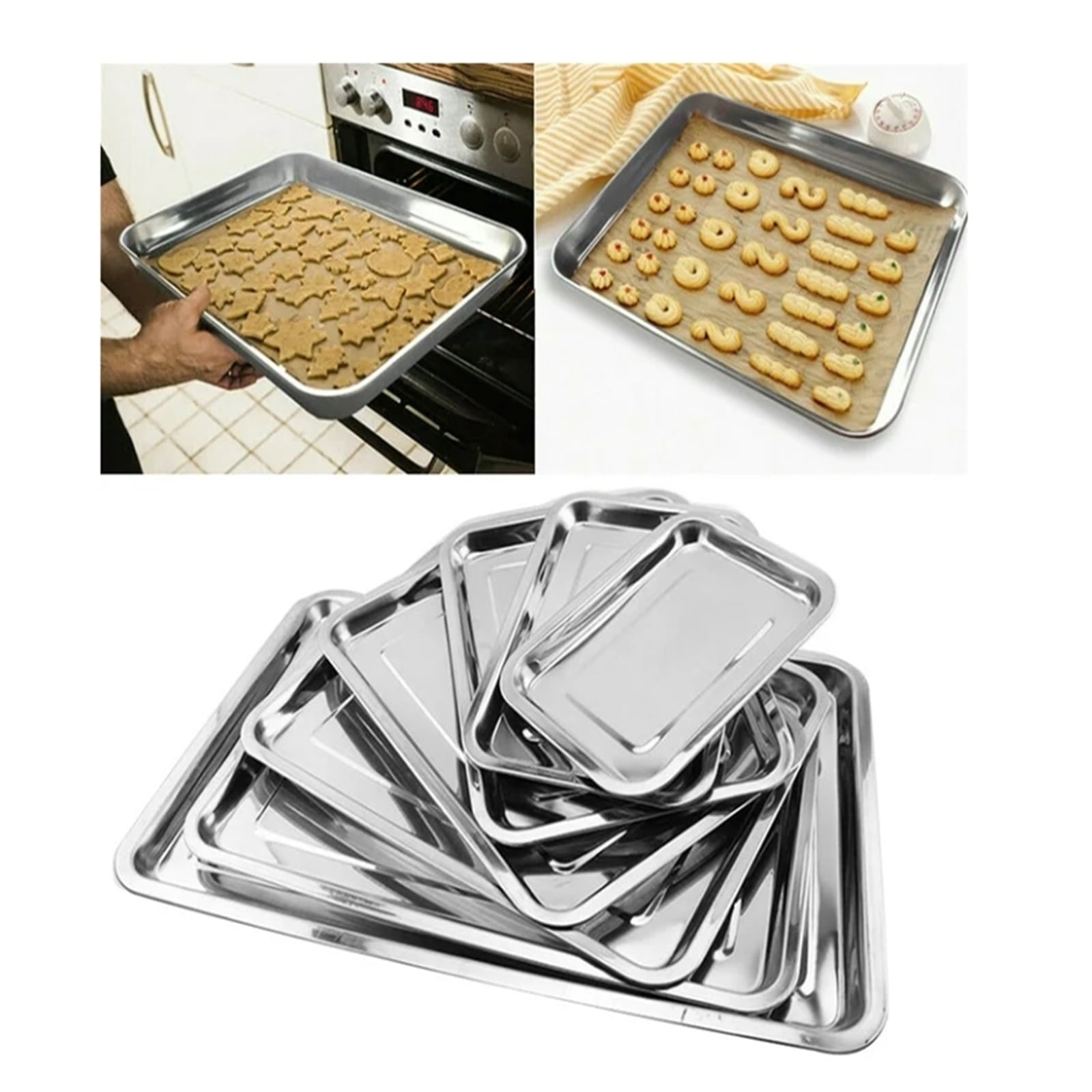 Stainless Steel Roasting, Pan Non-Stick Big Roaster Pan for Grilling or Drip Pan for Turkey, Durable Baking, Lasagna Pan, Dishwasher Safe, 1 Pcs, 10.63x7.87x0.79 10.63" x 7.87" x 0.79" Silver