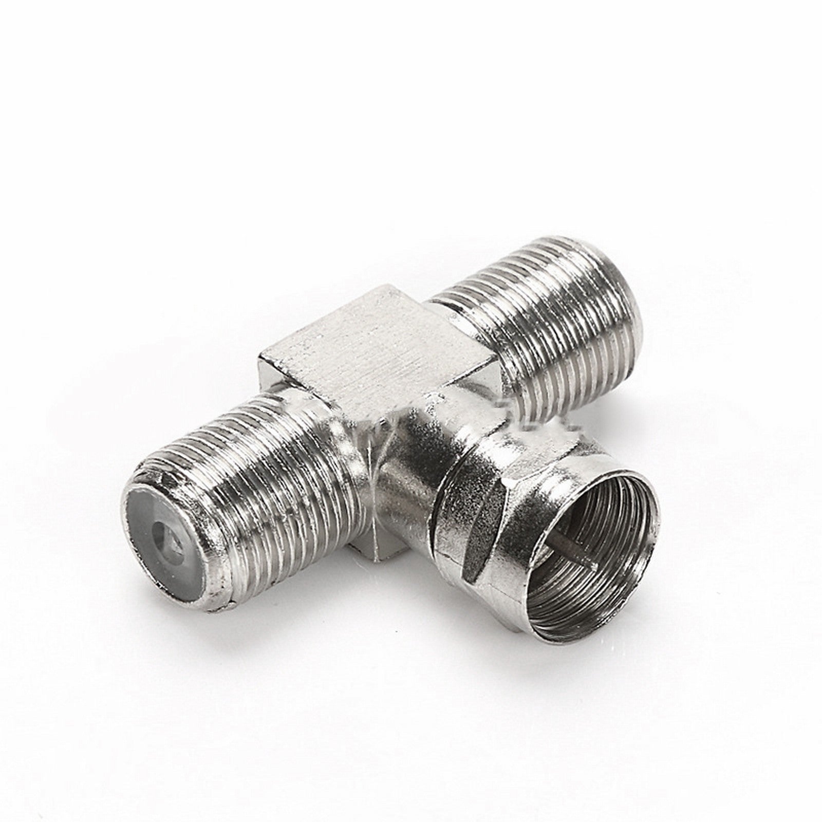 Coaxial Cable Splitter, TV Splitter 2 in 1 Out 2-Pack F Type RG6 Male to 2 F Female 3 Way Cable Splitter Coax T Connector Adapter for Video VCR Antenna Cable Satellite, 2 Pcs, 1.22 Inches 1.22" Silver