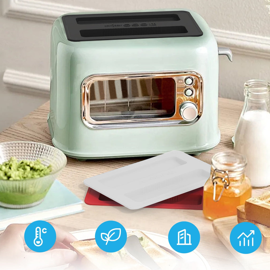 Silicone Toaster Cover 2 Slice Wide Slot,Reusable Heat Resistance Bread Machine Topper Cover,Dirt Proof Sandwich Accessories That Fit Most Toasters,Simple Design Easy to Clean & Wipe White